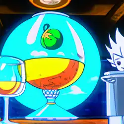 Une image de Le cocktail Sangoku's Spirit Bomb : Martini (6cl), jus d'orange (8cl), sirop de pêche (4cl)
