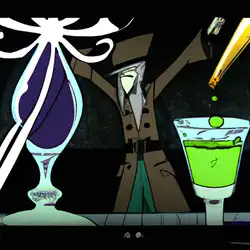 Une image de Le Faustroyer, un cocktail explosif à base de vodka, cola, sirop et feuilles de menthe, en hommage à Faust VIII de Shaman King