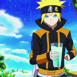Une image de Le Naruto Jutsu Cocktail - 3,5 cl de rhum, 10 cl de yuzu soda, 1 cl de sirop de menthe, 3 feuilles de menthe - image générée par IA (DALL-E)