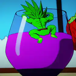 Une image de Kamehameha Cocktail - Un mélange puissant de rhum, de jus de pomme et d'ananas, accentué par des touches sucrées de sirop de grenadine et de menthe