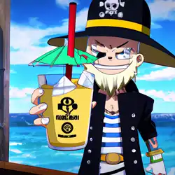Une image de Le Pirate déchaîné de Nami : Un cocktail fruité et tonique ! - image générée par IA (DALL-E)