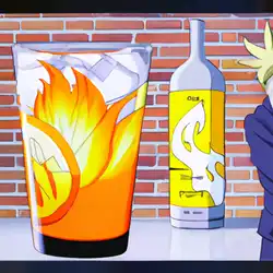 Une image de Le Flame Alchemist Cocktail : tequila (3cl), yuzu soda (8cl), jus de citron (4cl), oranges pressées (5cl) - image générée par IA (DALL-E)