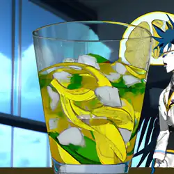 Une image de Ren's Yuzu Ginger Cocktail - Inspiré par Ren Tao de Shaman King - image générée par IA (DALL-E)