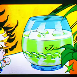 Une image de Le cocktail Saiyan explosif de Goku : rhum, coca cola, jus d'ananas, sirop de grenadine, sirop de menthe, feuilles de menthe