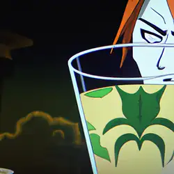 Une image de Cocktail Shunsui's Gambit: Sake et thé vert alliés à la douceur de la grenadine et rehaussés par un zeste de citron - image générée par IA (DALL-E)